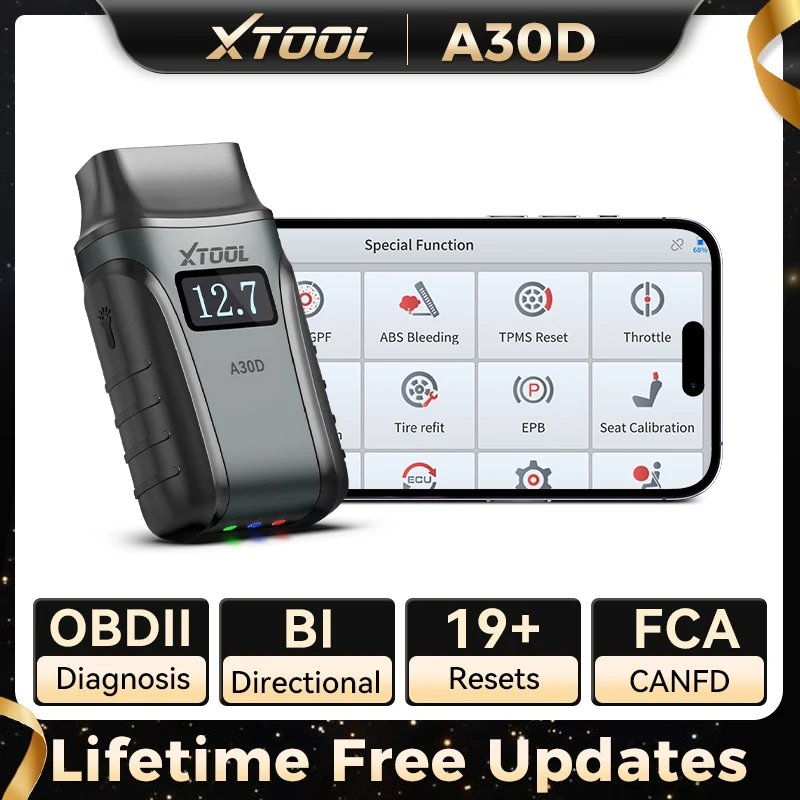 XTOOL Anyscan A30D OBD2 Automotive Scanner Wireless Car Code Reader with Lifetime Free Updates & 19 Resets FCA AutoAuth CANFD