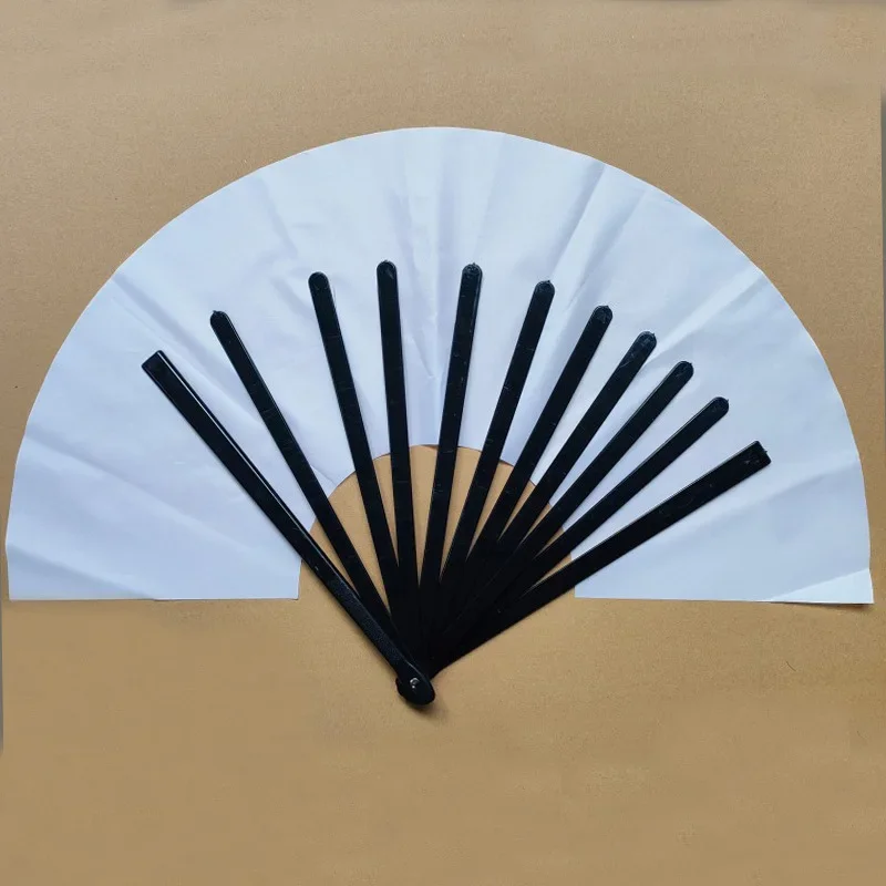 10pcs Pack 13 Inch Blank Foldable Fan Sublimation Printing Polyester Clacking Fan with Plastic Ribs KongFu Hand Fan Dance