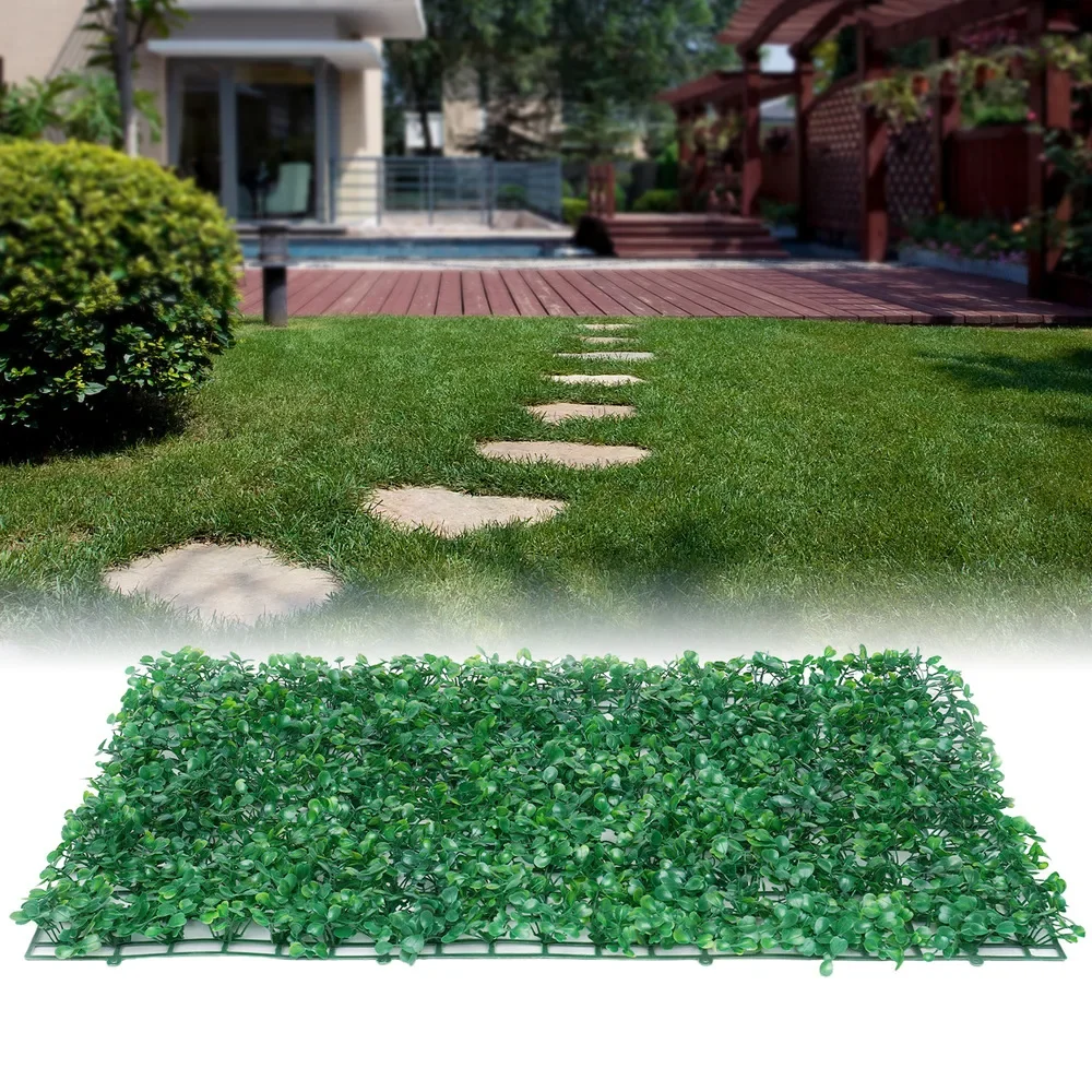 12pcs 60x40cm Artificial Grass Boxwood Wall Hedge Mat Fence Lawn Background Mat Safe and Eco-friendly Free DIY Adjustment Decor