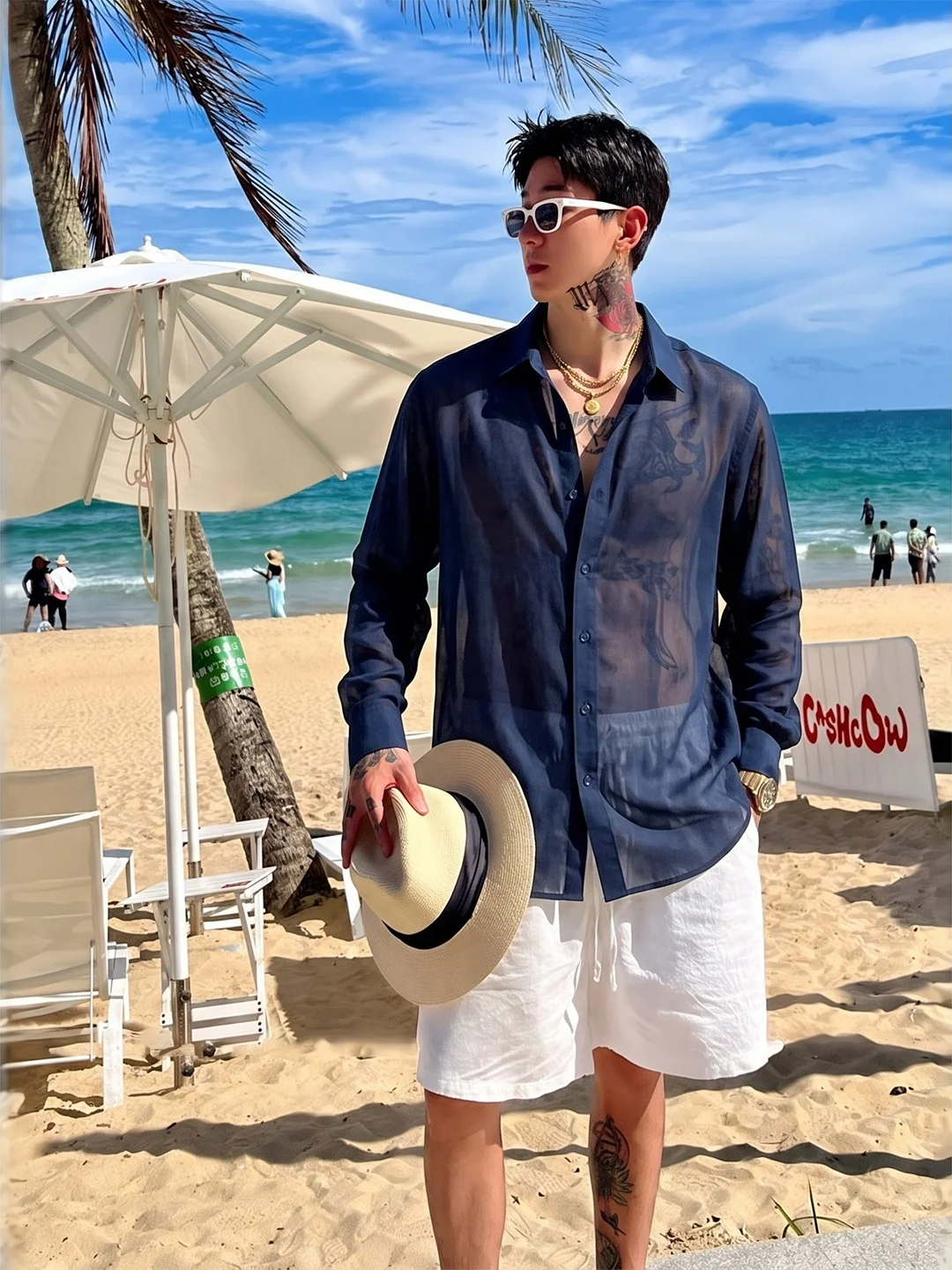 Lightweight Breathable Men's Long Sleeve Shirt Cleanfit Outerwear Trendy Handsome Summer Shirt Thin Gauze Material Youth Fashion