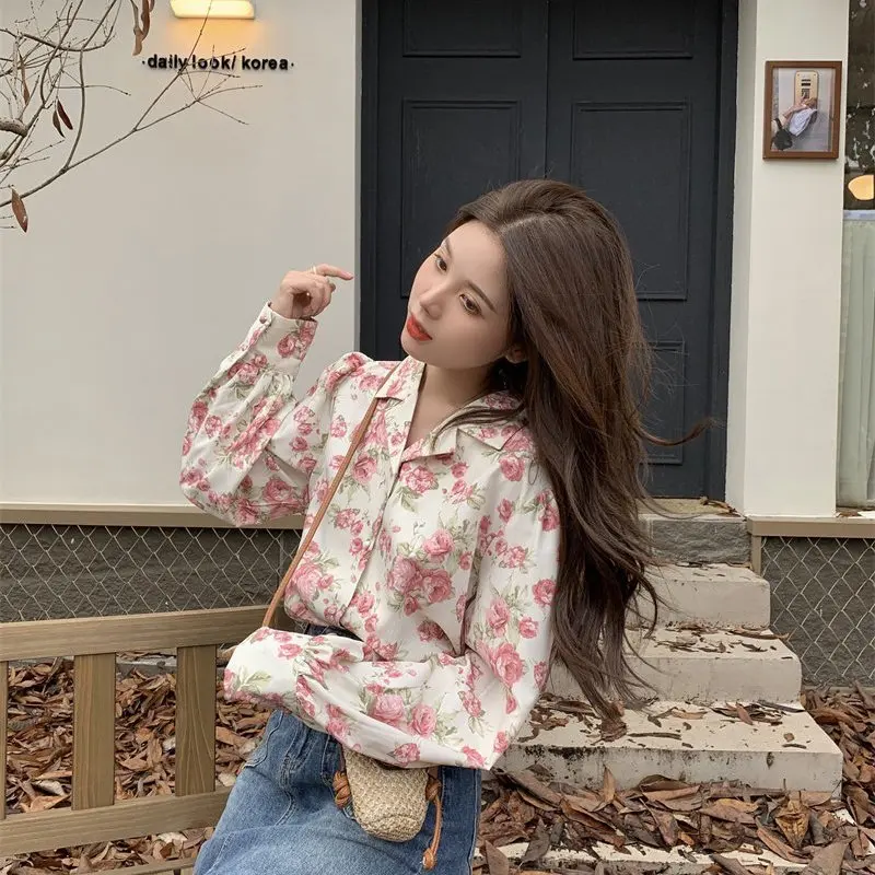Women's Luxury Blouses Floral Shirt Female Spring Suit Collar Sweet Flower Tops Shirt Fine Elegant Blouse For Woman