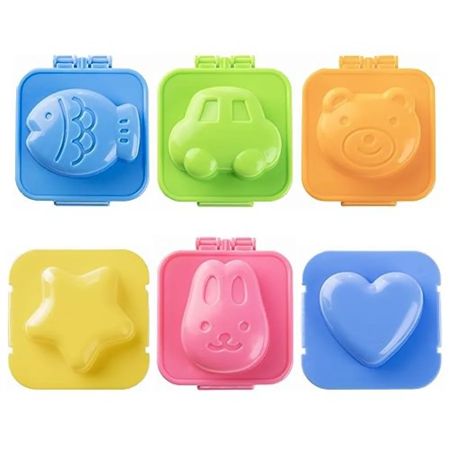 

6Pcs Egg Rice Mold Hard Boiled Egg Mold Fish Car Heart Shape Onigiri Molds Rice Ball Maker Fondant Cake Pop Decorating Tool Fun