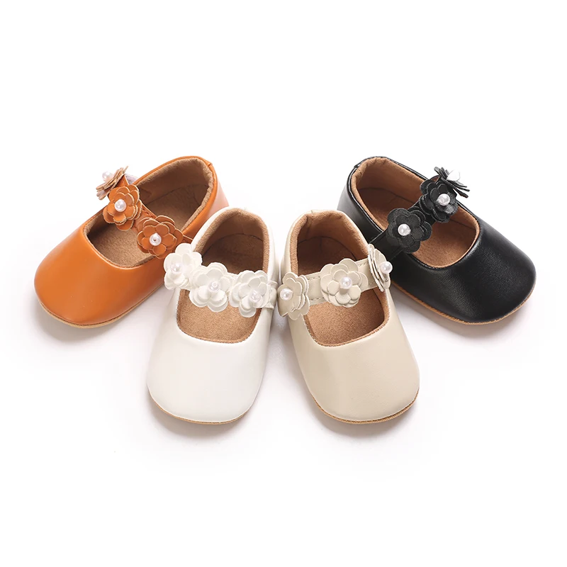 Baby Girls Princess Shoes Soft PU Leather Flower Non-slip Bottom First Walker Shoes Toddler Shoes