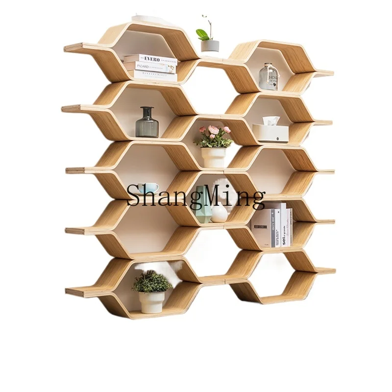 

ZYY floor storage rack wall partition solid wood creative space saving bookshelf