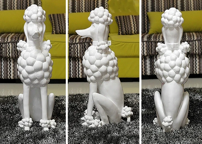 Pudel-Hunde-Skulptur, Tier-Hundestatuen, nordische Raumdekoration, kreative Kunstwerke, Ornamente, Heimhandwerk, Bodendekoration, individuell – Detail 10