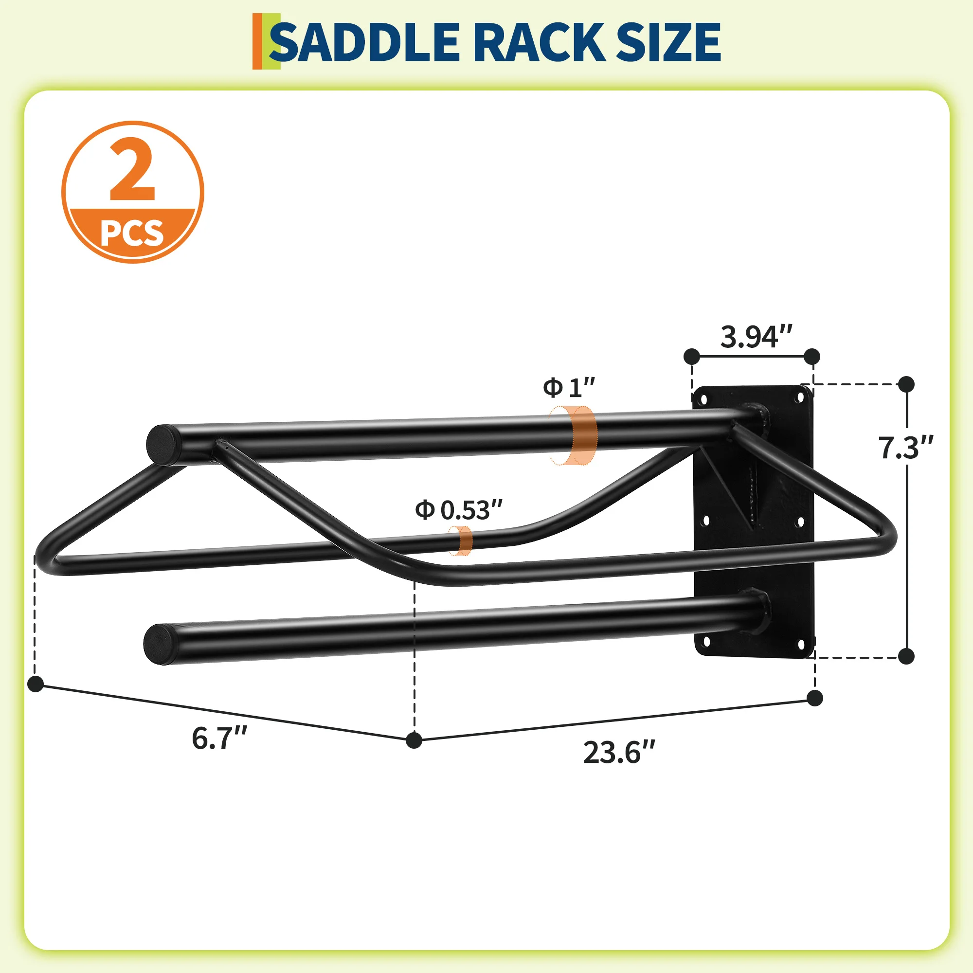 2/4/6 Pack Wall Mounted Saddle Rack – Heavy Duty Carbon Steel Saddle Stand with Double Pad Bar for English & Western Saddles, Horse Tack & Blanket Storage