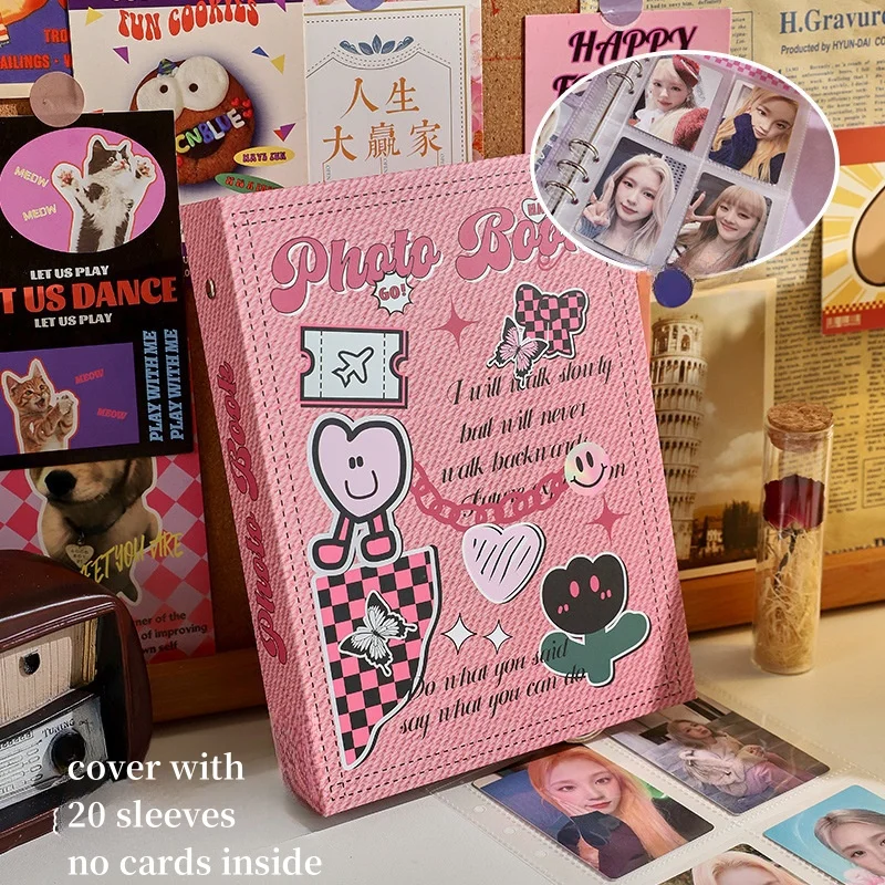 A5 Retro Hardcover Kpop Binder Photocards Holder Book 3inch Card Photo Album Collect Book Cute Loose-leaf Album Binder Storage