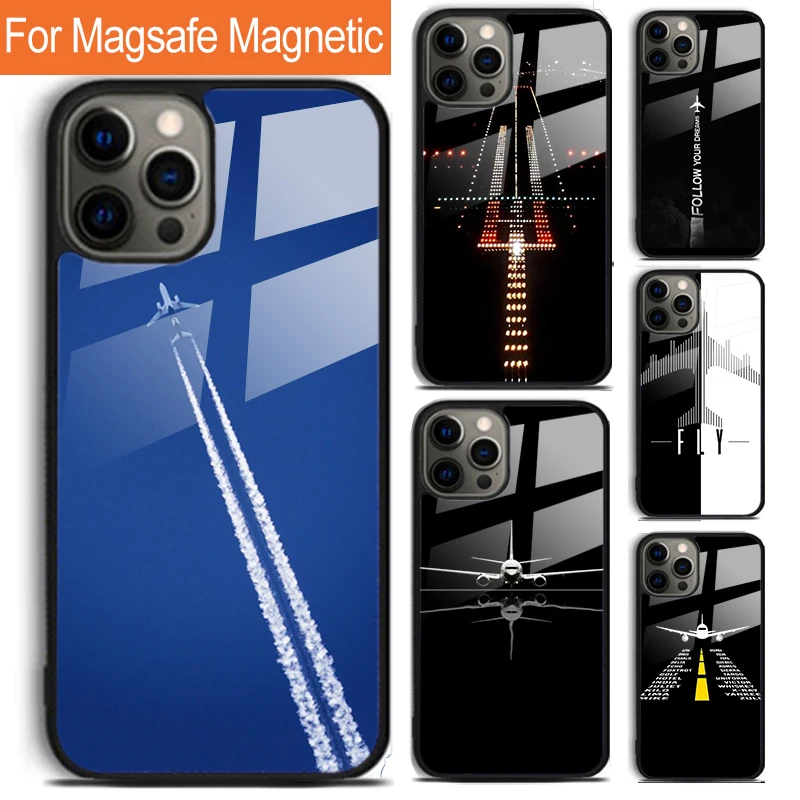 Aircraft Helicopter Airplane Pilot fly Phone Case For iPhone 16 15 14 13 12 11 Pro Max Plus Magsafe Magnetic Wireless Cover