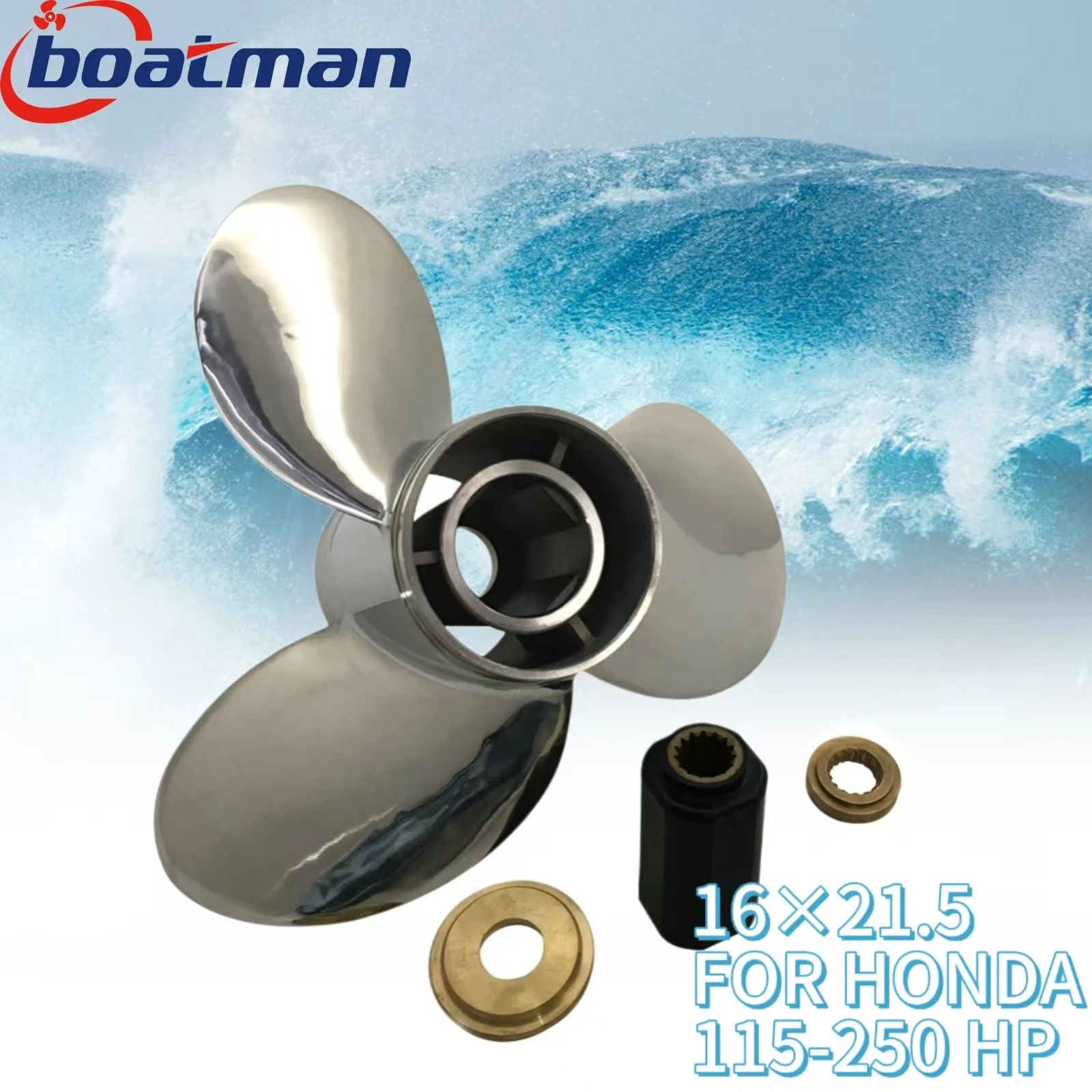 

Outboard Propeller 16x21.5 For Honda Engine 115HP 150HP 200HP 250HP Stainless steel 15 splines Boat Parts LH 58333-ZY3-B21CL