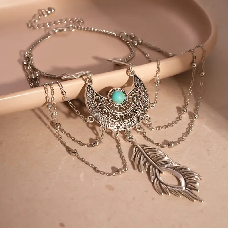 

Bohemian Metal Chain Jewelry Open Arm Bracelet for Women Punk Dream Catcher Leaf Tassel Arm Cuff None( AE Stock) Origin China