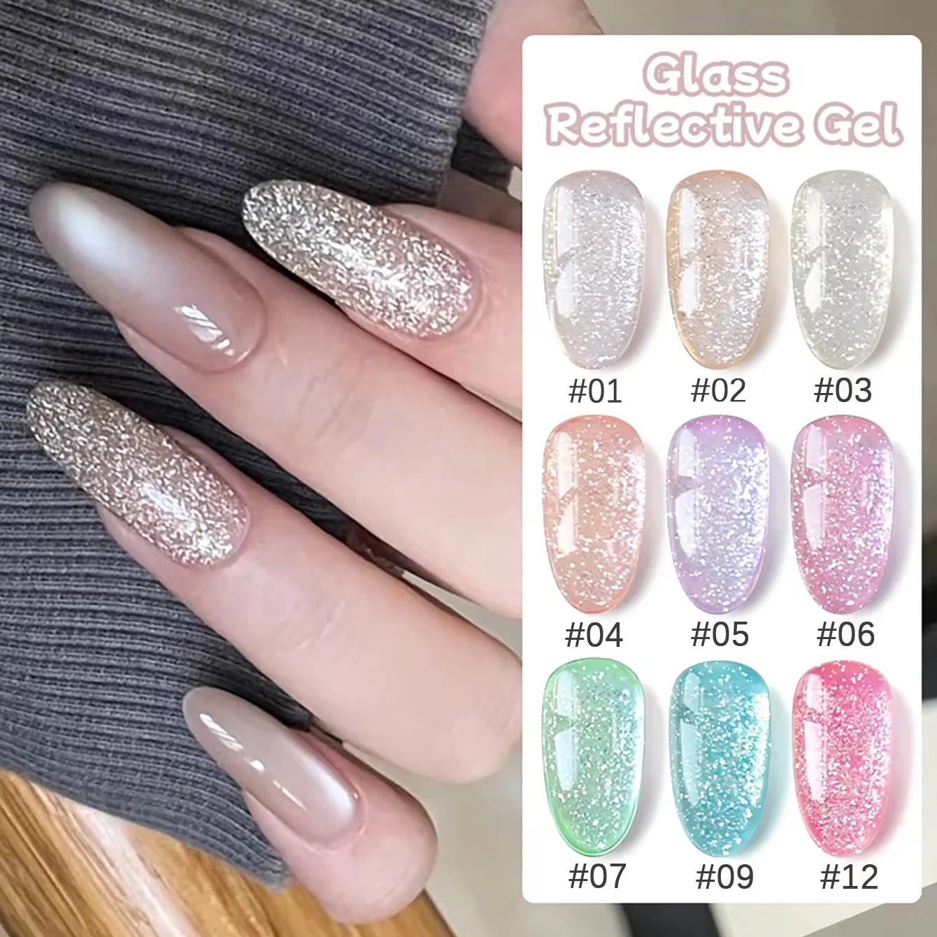 MIANEL Diamond Micro Glitter Gel Nail Polish, elly Base Flash Shine Soak Off UV Gel, Wedding Party Summer Manicure Nail Art