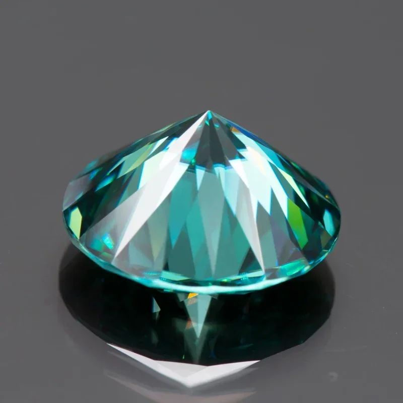 Moissanite Stone Round Shape Plum Blossom Cutting Emerald Green Natural Color Top Jewelry Making Material With GRA Certificate