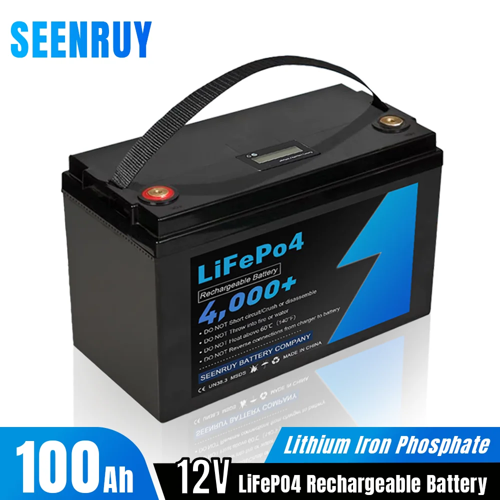 

12V 100Ah Lifepo4 Rechargeable Battery with LCD Display Optional Built-in BMS for Automatic Car Starter Power Supply Solar RV