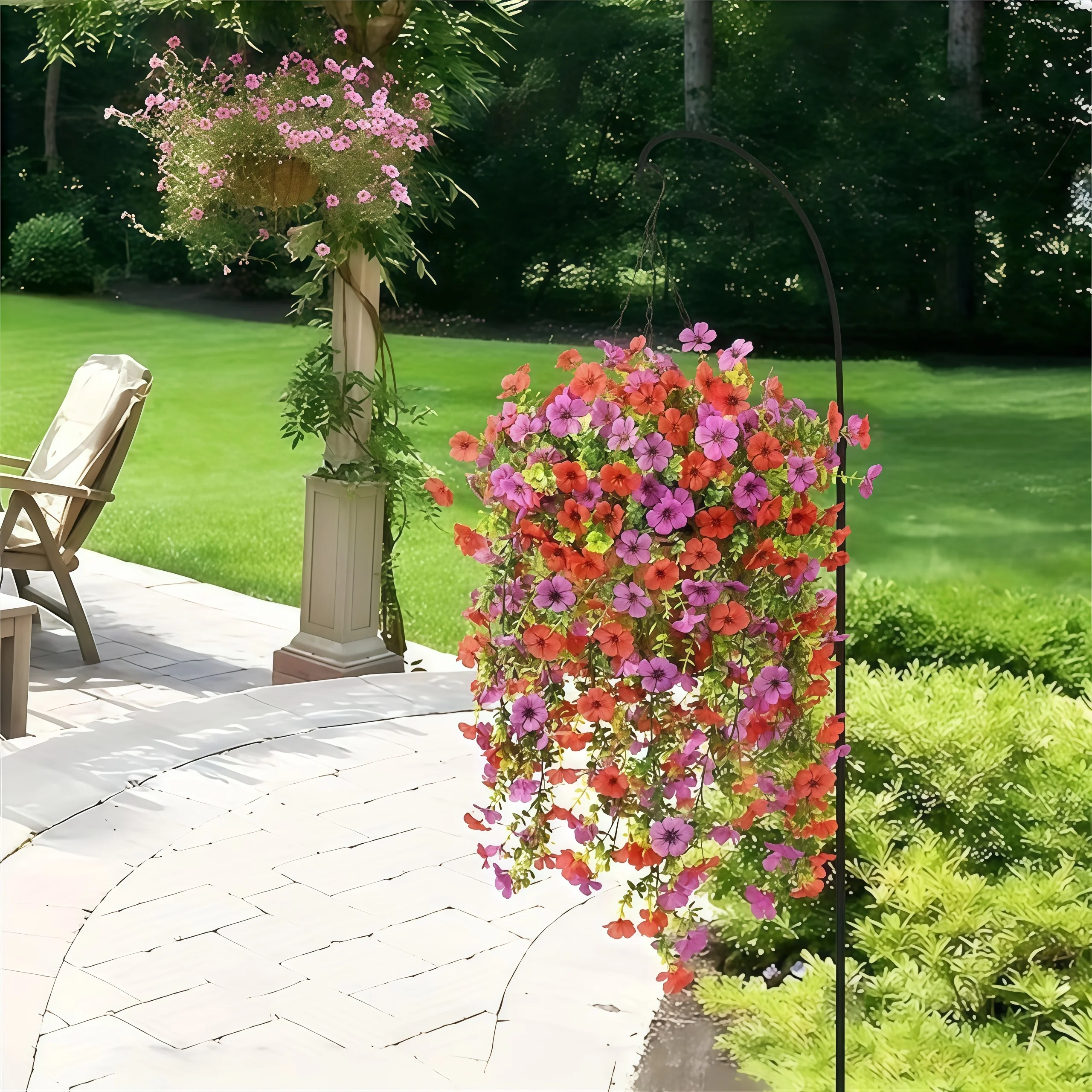 2 Stück/Packung künstliche Blumen, simulierte Pflanzen, Morning Glory Vines mit Eukalyptusblättern, für Hochzeitsdekoration zu Hause im Freien – Detail 6