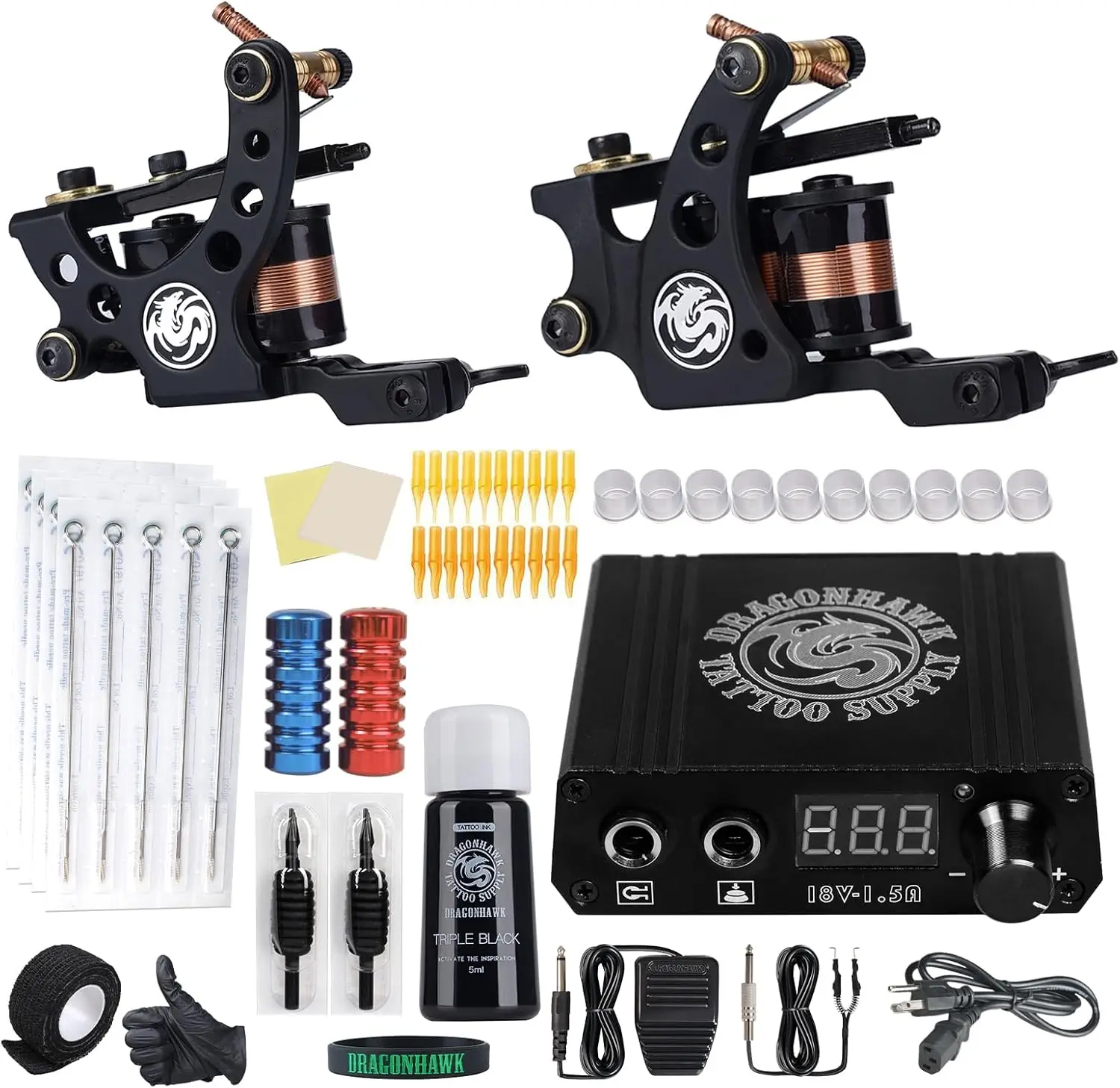 

Полный набор для татуировок с двумя машинками, чернилами и принадлежностями - идеально подходит для начинающих и профессионалов.