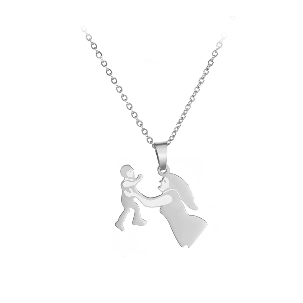 Stainless Steel Family Themed Necklace Solid Color Plated Unfading Decorative Stylish Men Women Choker Jewelry