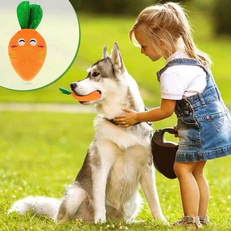 

New Dog Squeaky Carrot Dog Toys Plush Stuffed Soft Puppy Chew Toys Interactive Pet Supplies for Small Medium Dogs Dental Care