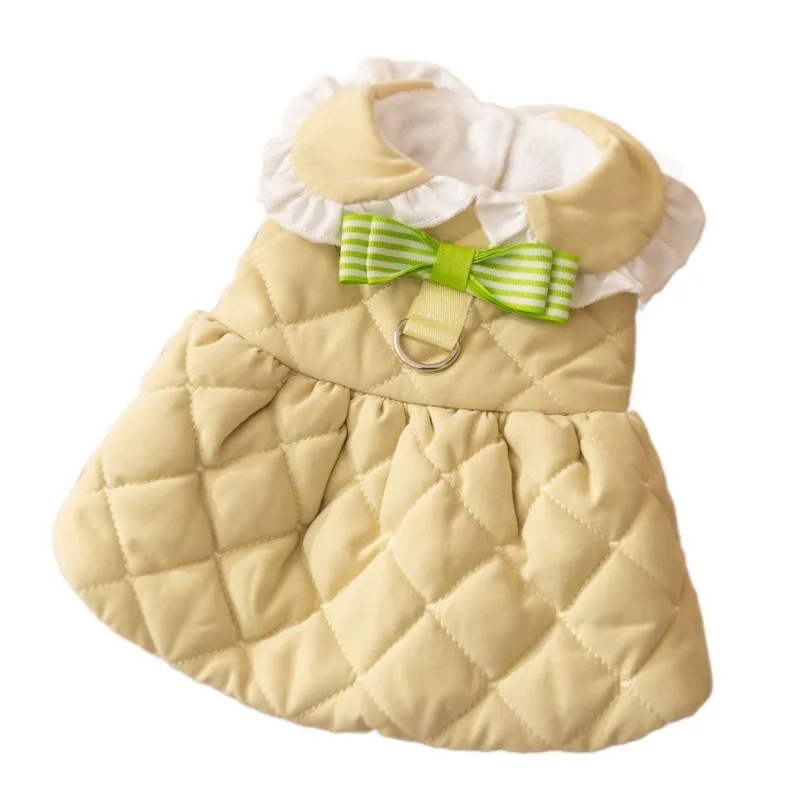 

Princess Cat Dress Winter Thick Warm Quilted Vest Two Legs With D Ring Leash Hook Bow For Hairless Cats Sphynx Devon Rex Apparel
