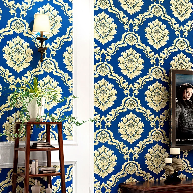 3D European Damascus Wallpaper Waterproof Simple Red Warm Beauty Salon Special Background Wallpaper