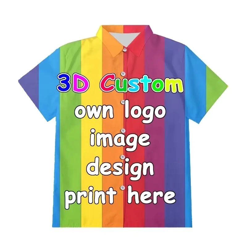 

Unisex Hawaiian Shirts Custom 3d Diy Print Button Shirts Short Sleeves Hawaii Custom Shirt Tops Cheap Design DIY couple outfits