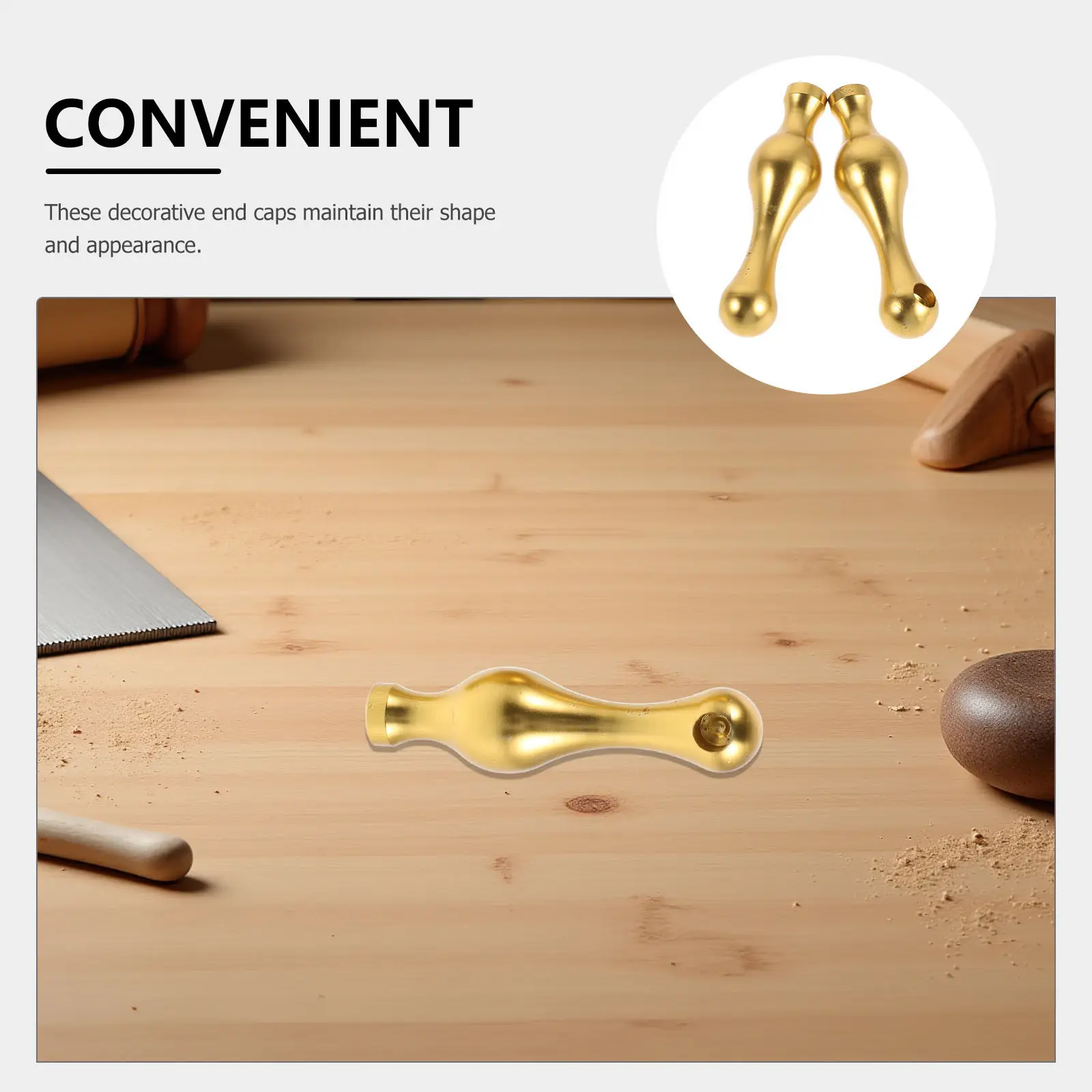 2Pcs Golden Metal Decorative Support Heads for Shelf Rails Gallery Wall Displays Cabinet Shelving Railing Connectors Hardware