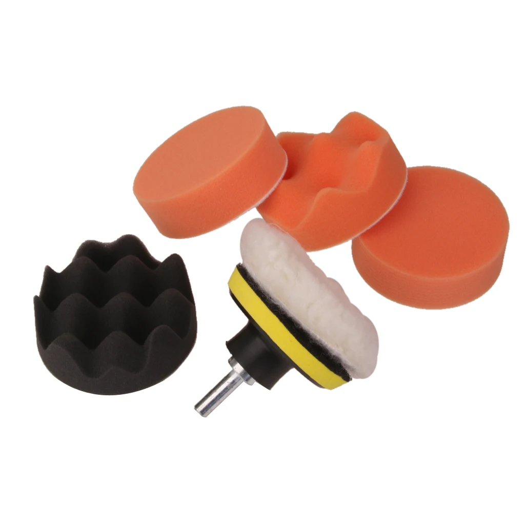 Auto Car Drill Adapter with 5Pcs 3 Inch Buffing Pad Polishing Compound