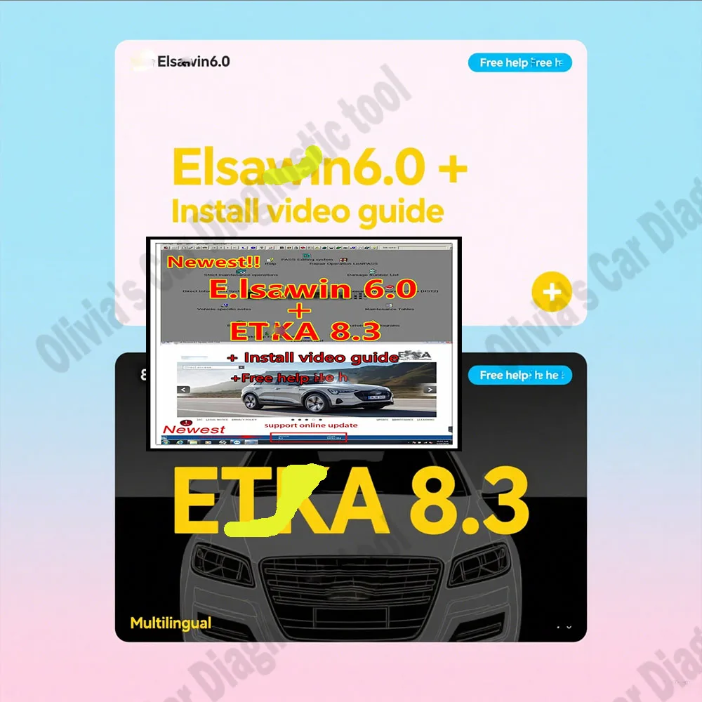 

Etka 8.3 obd2 scanner with ELSAWIN 6.0 maintenance software group vehicle electronic parts catalog, suitable for European models