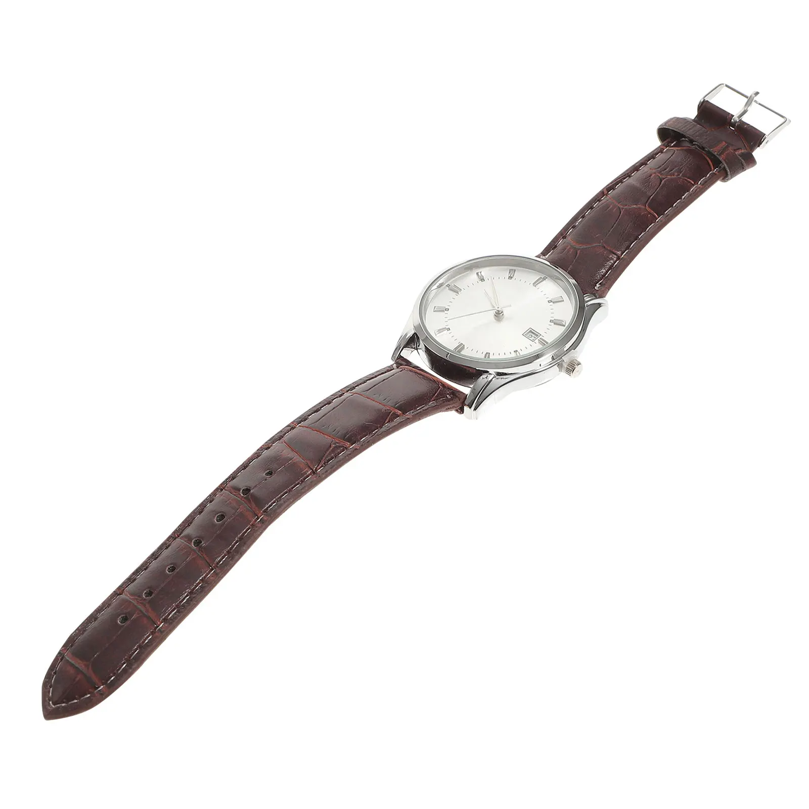 

Men'S Quartz Wrist Watch With Pu Band Stainless Steel Brown Color Precise Timekeeping Daily Wear Gift Auto