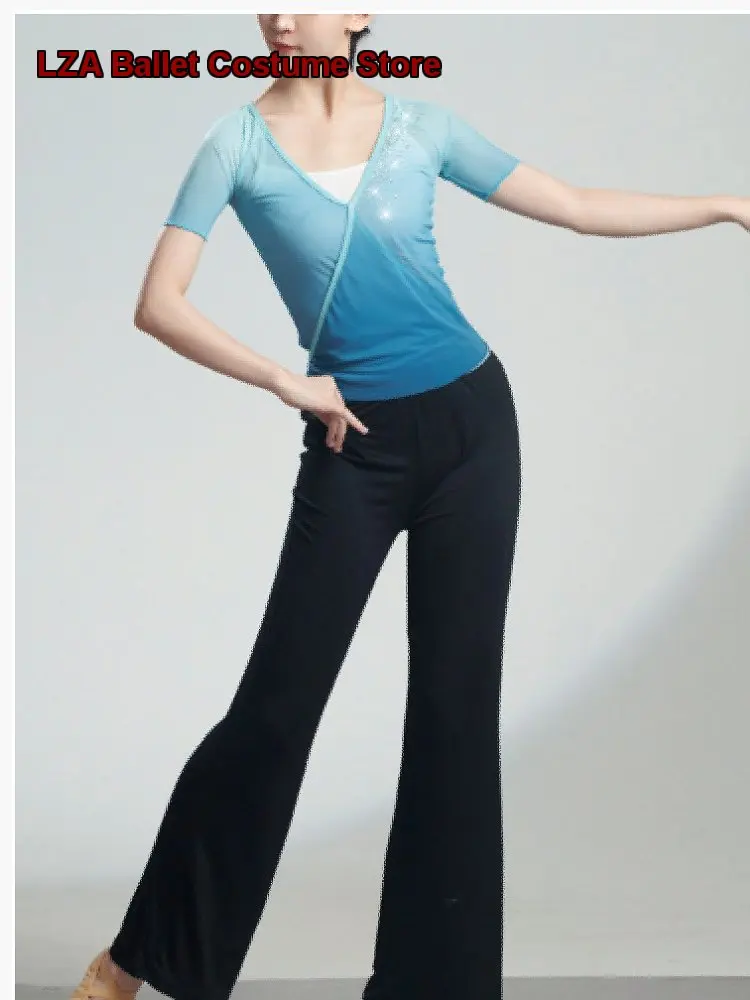 Women's Adult Classical Practice Leotard Gauze Dress Basic Training Dance Body Suit Art Exam Teacher Slimming Performance