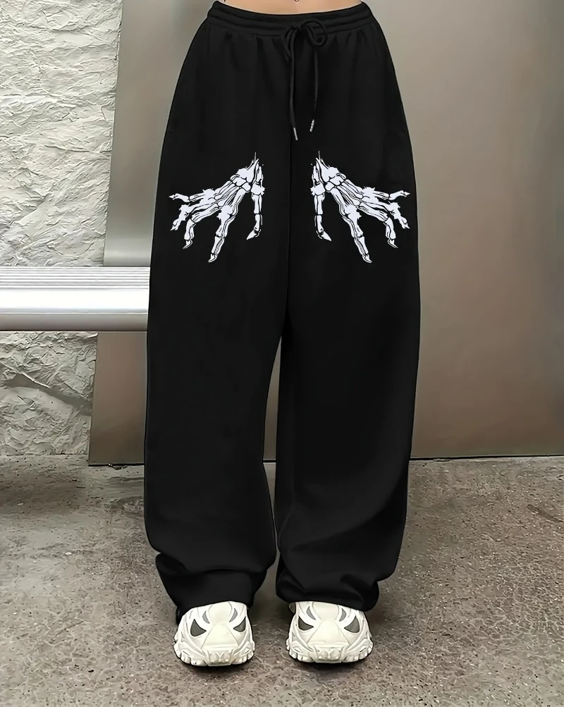 

Casual Sports Pants with A Unique Design and Letter Prints, Featuring A Drawstring Elastic, Straight-Leg Style Machine Hip-Hop