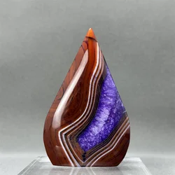 Natural Purple Agate Free Form Torch Ornament Reiki Healing Spiritual Meditation Witchcraft Altar Feng Shui Home Decor Gift