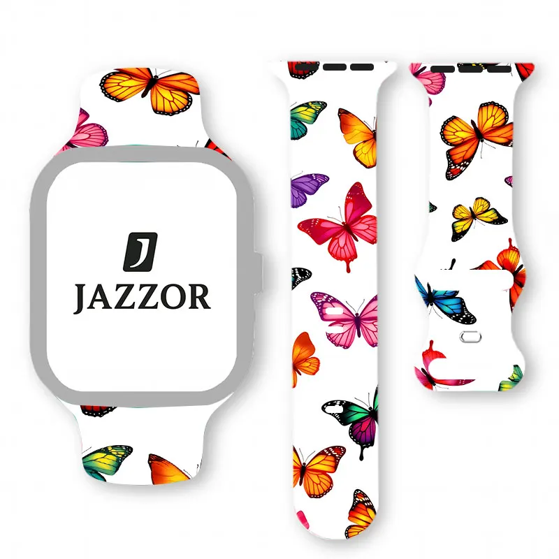 Butterfly Story Soft Silicone Band for Apple Watch 9 8 7 6 5 Ultra SE Size 38 40 41 42 44 45 49mm Strap Suitable for All iWatch
