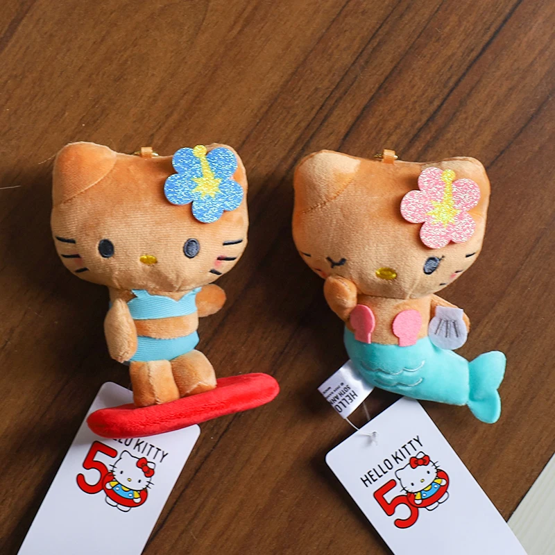 

Подвески «Hello Kitty» с темной кожей, Гавайская сумка «Hello Kitty» с темной кожей, подвески, плюшевые игрушки, плюшевые подвески «Русалка» на 50-летие