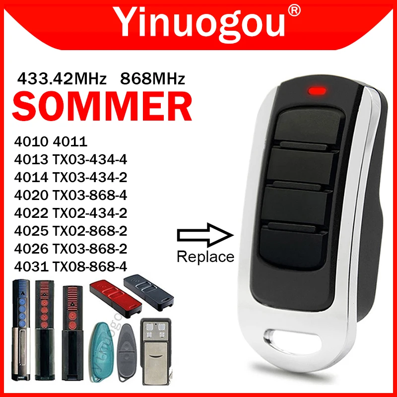 

NEW SOMMER 433.42MHz 868MHz 4014 4013 4022 4020 4026 4025 4031 TX02 TX03 TX08 434-2 434-4 868-2 868-4 Garage Door Remote Control