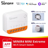 SONOFF-interruptor inteligente MINIR4, dispositivo con WiFi, Control de 2 vías, Mini relé extremo para casa inteligente, compatible con R5, S-MATE, voz, para Alexa, Alice y Google Home