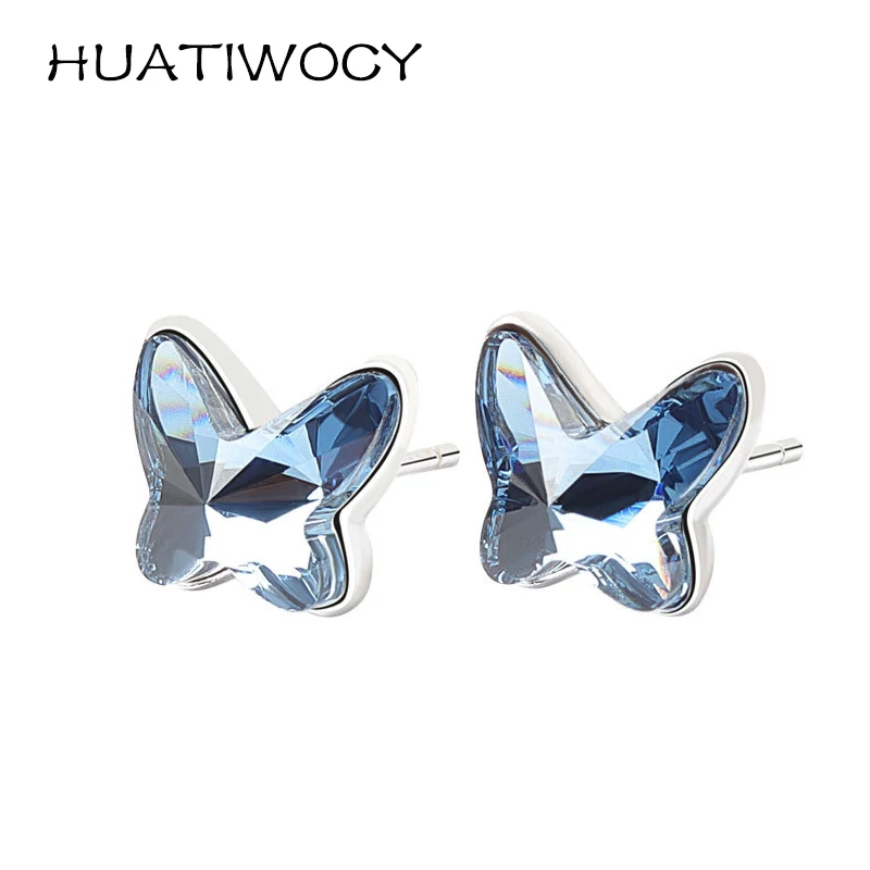 Fashion Stud Earrings 925 Silver Jewelry Accessories with Zircon Gemstone Butterfly Shape Earrings for Women Wedding Party Gift