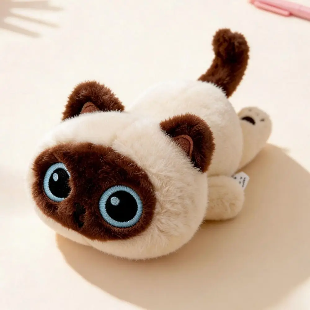 Comfortable 22CM Cat Lying Pose Big Eyes Design Kitten Lifelike Appearance Weighted Filling Cartoon Cat Gift
