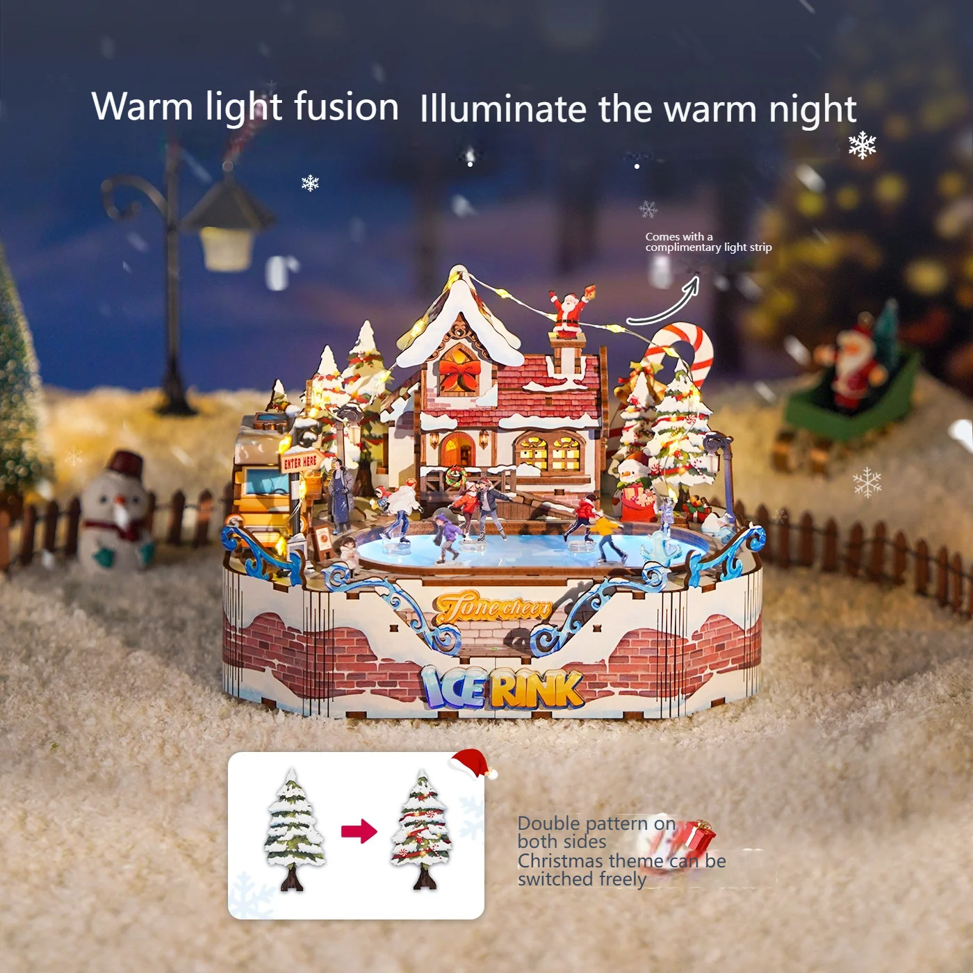 Dynamic Rotating Figure Skater Music Box, Wooden 3D Puzzle DIY Assembly Kit with Winter Melody, Unique Handmade Gift for Kids