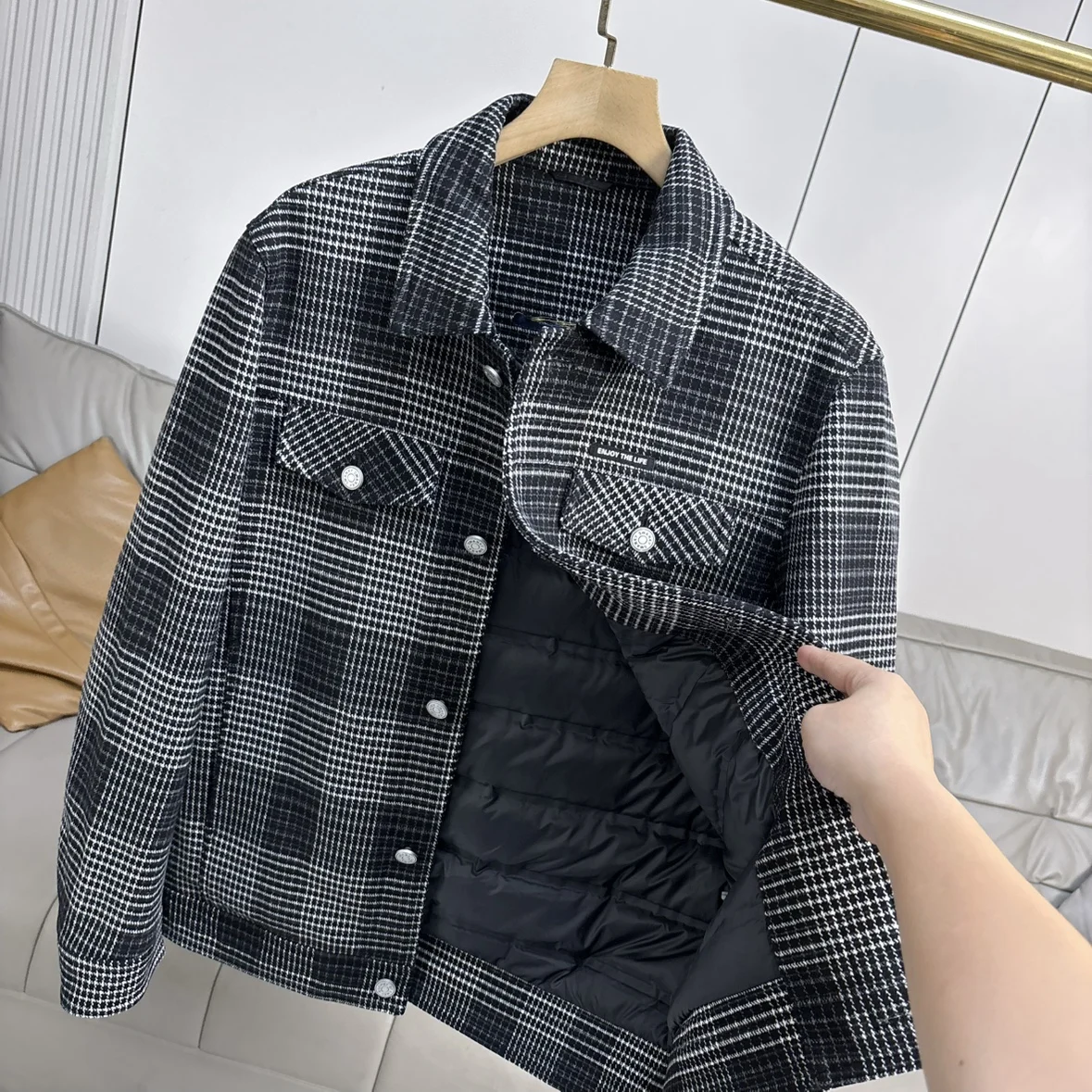 

Мужская повседневная куртка Homeslice Luxury Plaid с воротником, теплая, на 90% из пуха, осенне-зимняя, из полиэфирного волокна