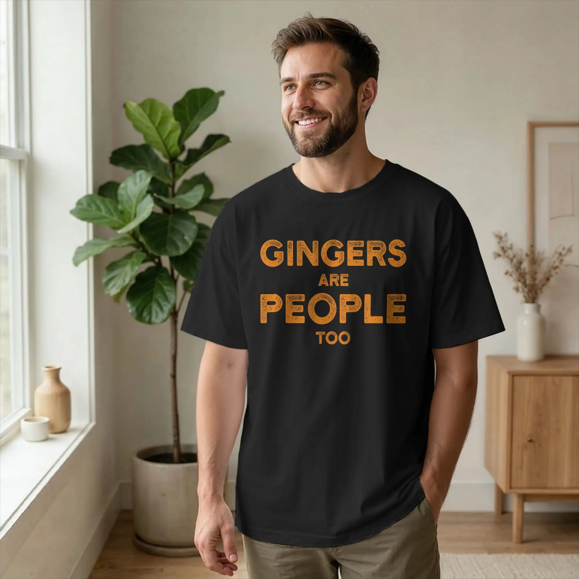 Humor Funny Gingers Are People Too Redhead T-Shirts Men O Neck Cotton T Shirts Humour Short Sleeve Tee Shirt Unique Clothing