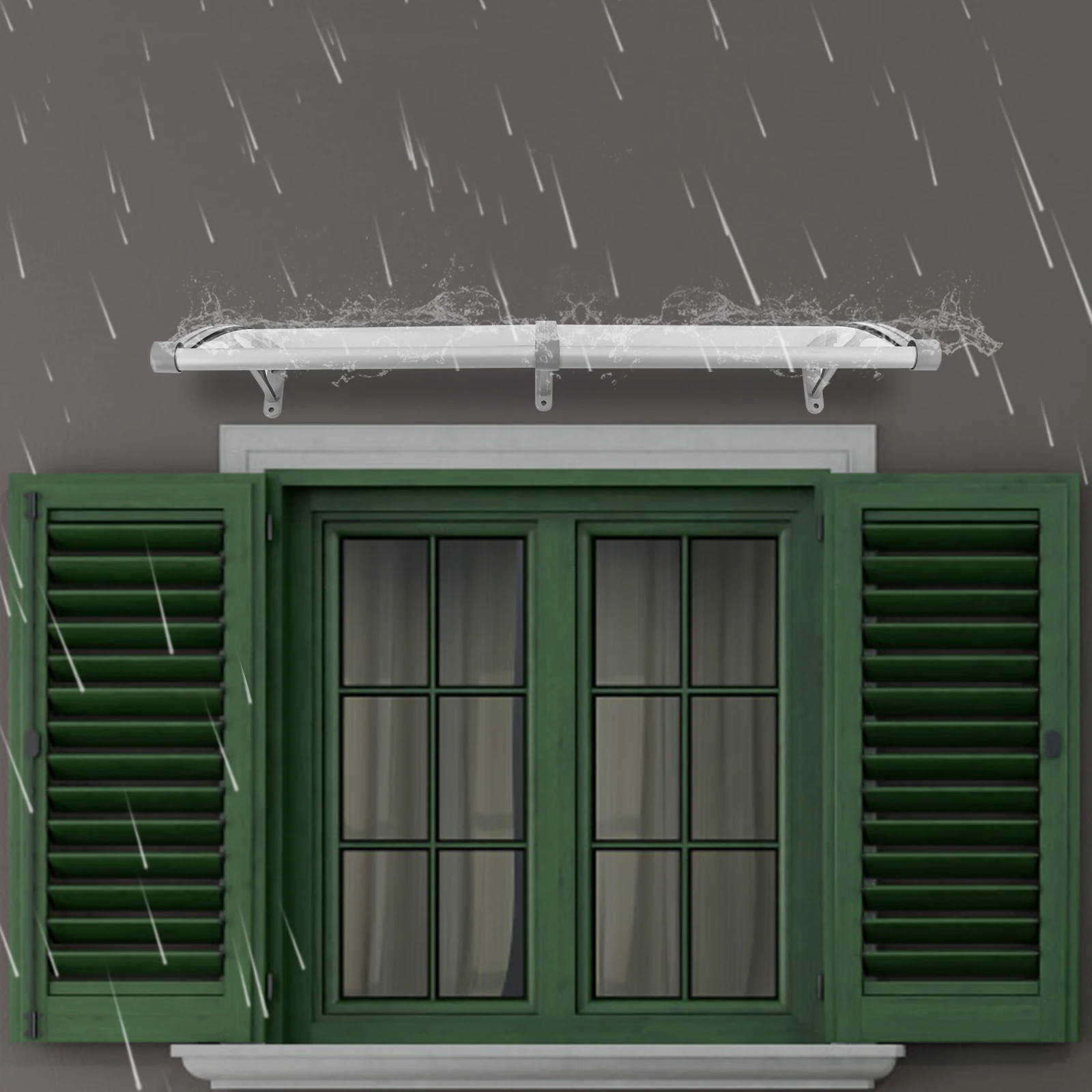 Vordach für Haustür 120 X 60 cm Transparentes Bogen-Vordach Aluminiumlegierungs-Halterung Maximallast 440,92 lbs Dach-Vordach Regenschutz – Detail 11