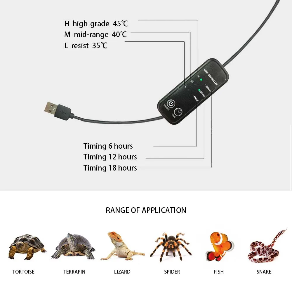 USB gad termofor żelowy regulacja temperatury Lizard Terrarium mata grzewcza małe zwierzęta wąż żółw brodaty Gecko smok