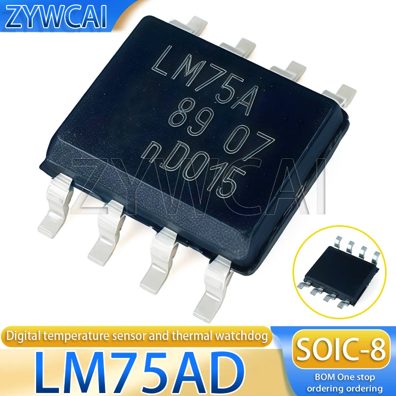 10PCS LM75 LM75A LM75AD SMD SOP-8 Temperature Sensor Chip IC
