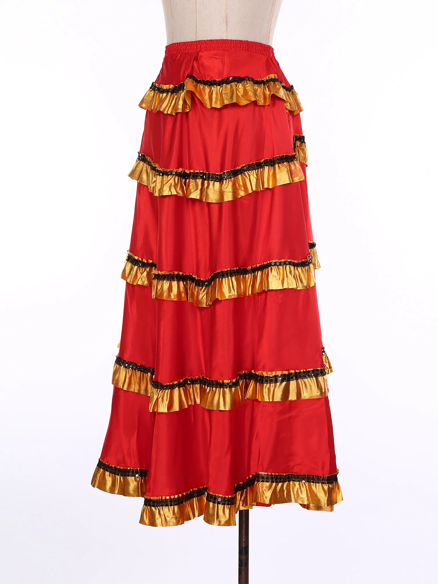 Flamenco-Kostüm für Damen, spanischer Tanzrock, Tango, Ballsaal, Volkstanz, Karneval, Folklorico, Bühnenauftritt, Stufenröcke