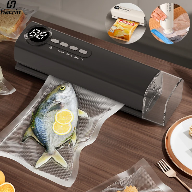 Vacuum Packaging Machine Food Vacuum Sealer Automatic Household Food Vacuum Sealing Machine Plastic Bag Sealer with Sealing Bags