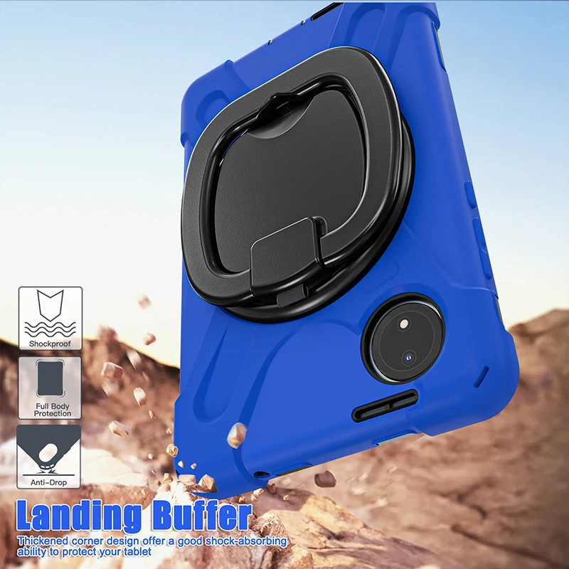 Protective Case For Xiaomi Tab Redmi Pad SE 8.7 inch Tablet Case Kickstand Holder Shoulder Strap 360 Rotation Anti-fall Cover