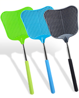 Telescopic  Fly Swatter Plastic Large Bug Swatter That Work with Stainless Steel Extendable Handles for Indoor and Outdoor