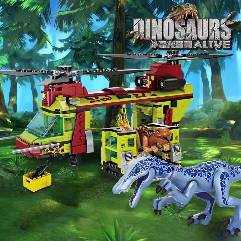 

JUrassic мир динозавров строительные блоки тираннозавр внедорожник трицератопс транспортные грузовики фигурки кирпичи детские игрушки «сделай сам»