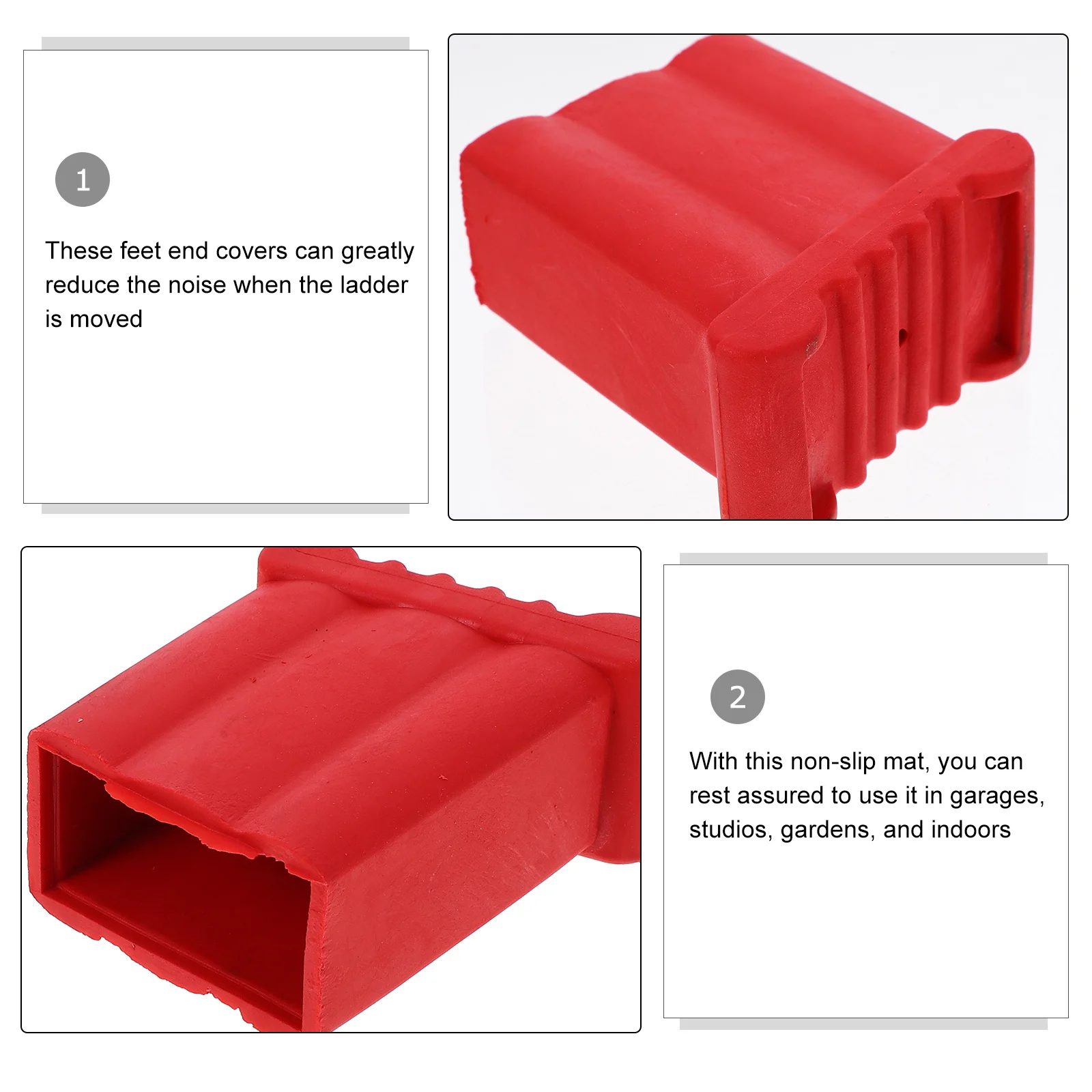 2pcs Ladder Foot Protective Mat Anti-Slip Rubber Pad For Step Ladder Floor Protector Skid-Proof Feet Cover Red Building Tool
