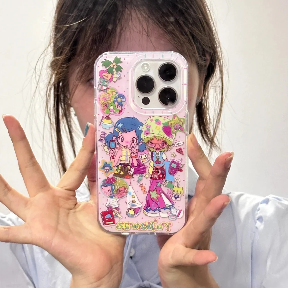 ins cartoon y2k girl sweet and cool retro Phone Case for IPhone 16 15 14 11 12 13 Pro Max Mobile Phone Case for IPhone XR XS MAX